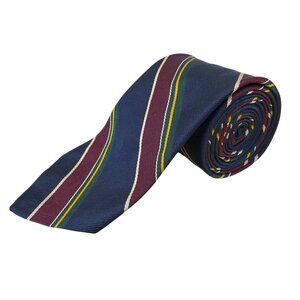 Vintage Brooks Brothers Navy & Burgundy Striped All Silk Tie 57” Made In USA